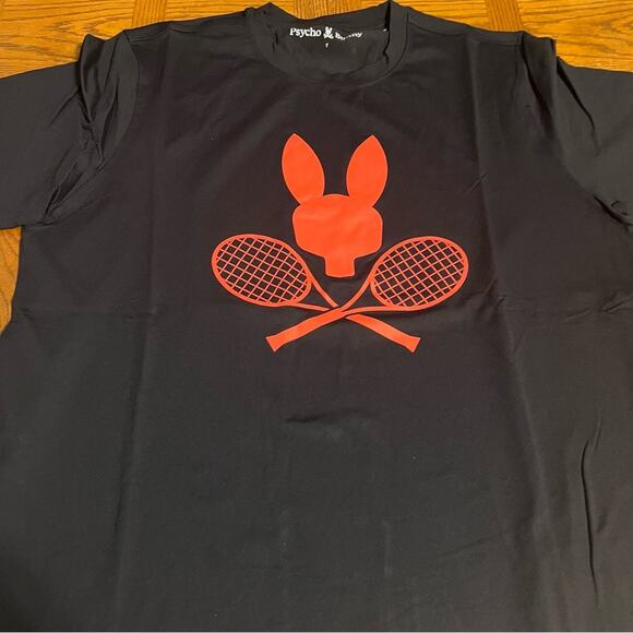 Psycho Bunny Men’s Courtside Tennis Racket Bunny Graphic Tee Sz 7 or XL Slim Fit - Picture 5 of 13